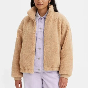Levi's  Sherpa Fleece Soft Jacket Coat Sesame Brown Tan Sz Small
